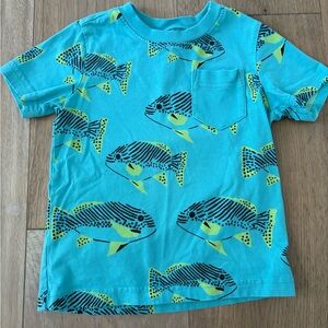 Tea Collection Turquoise Fish Print Tee